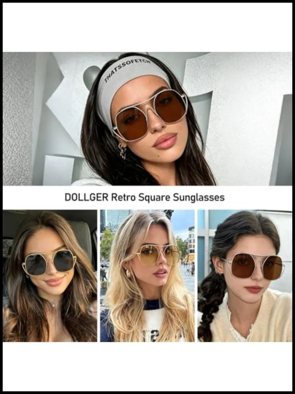 Oversized Aviator Sunglasses Women Retro Metal Frame UV400